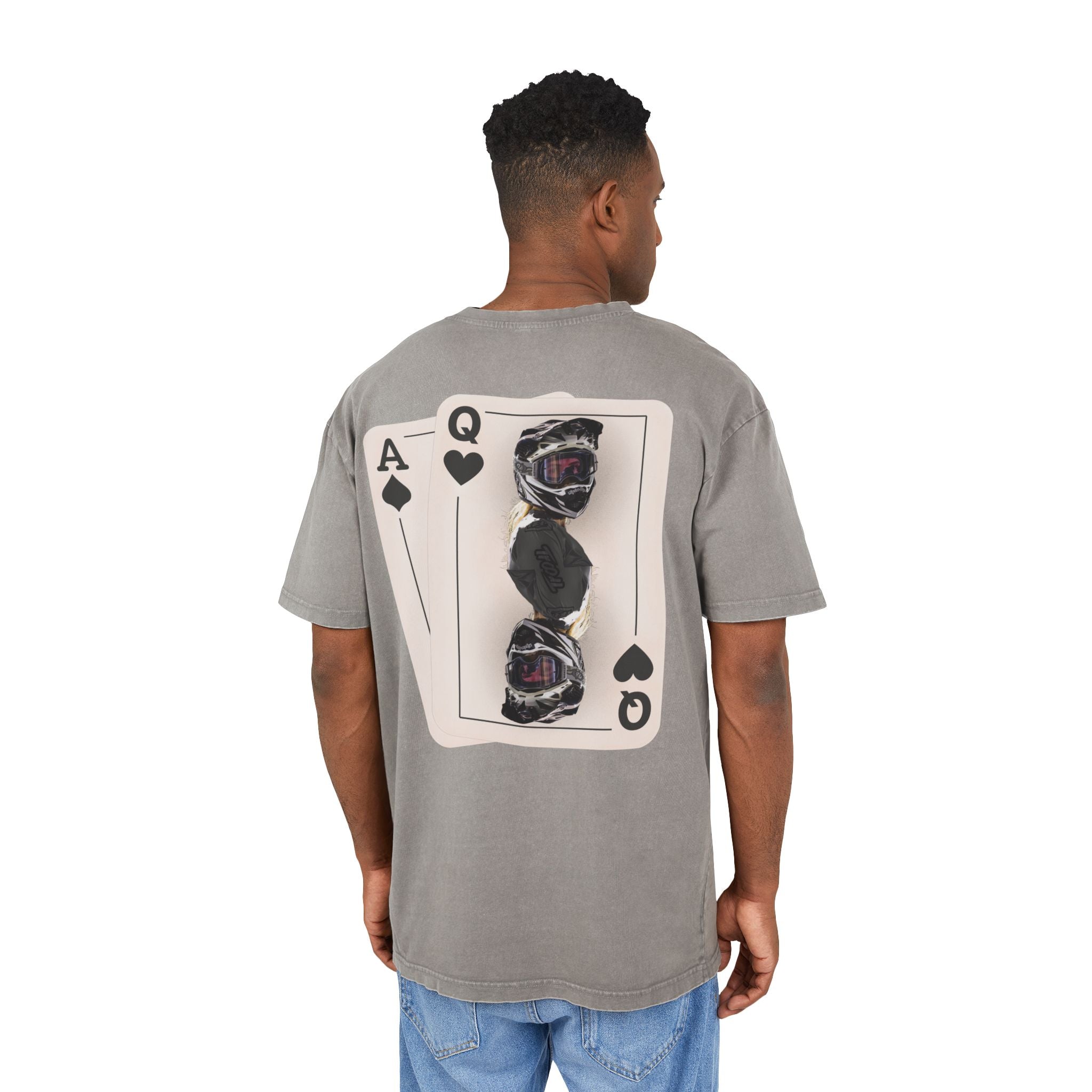 Queen of Hearts Black Jack Tee - Acid Wash