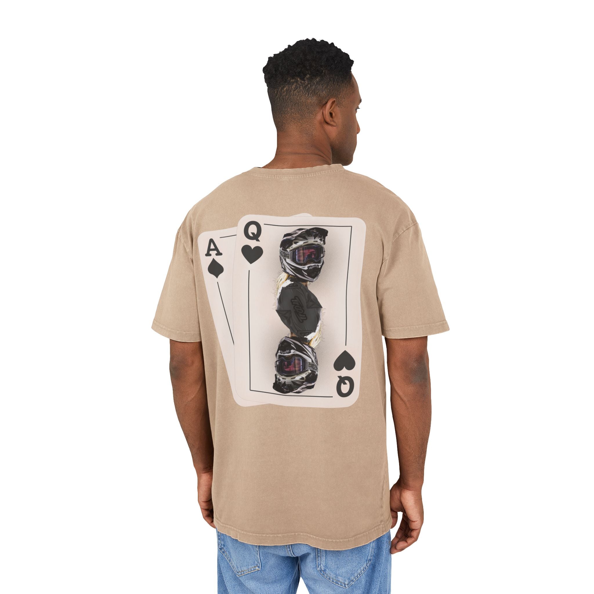 Queen of Hearts Black Jack Tee - Acid Wash