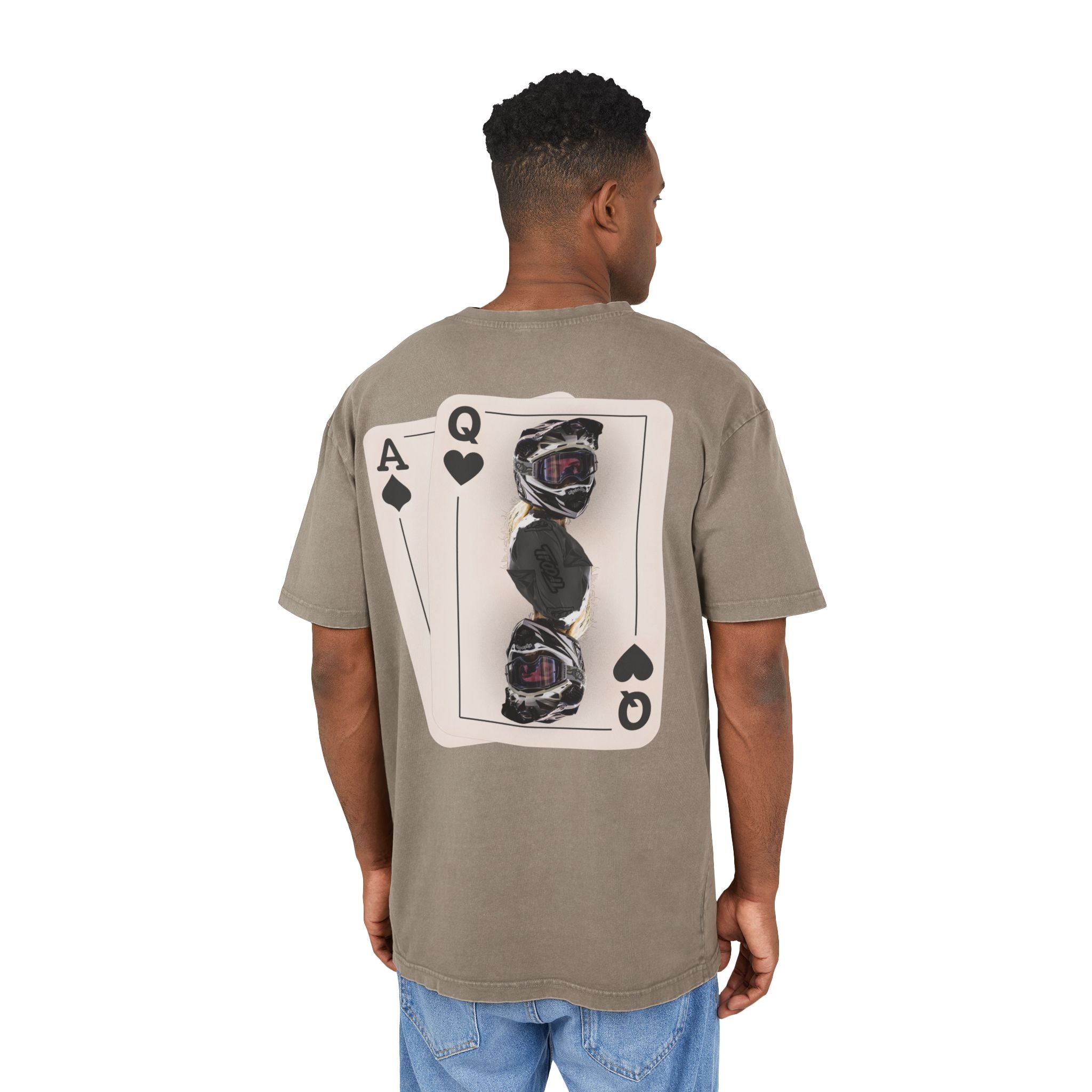 Queen of Hearts Black Jack Tee - Acid Wash